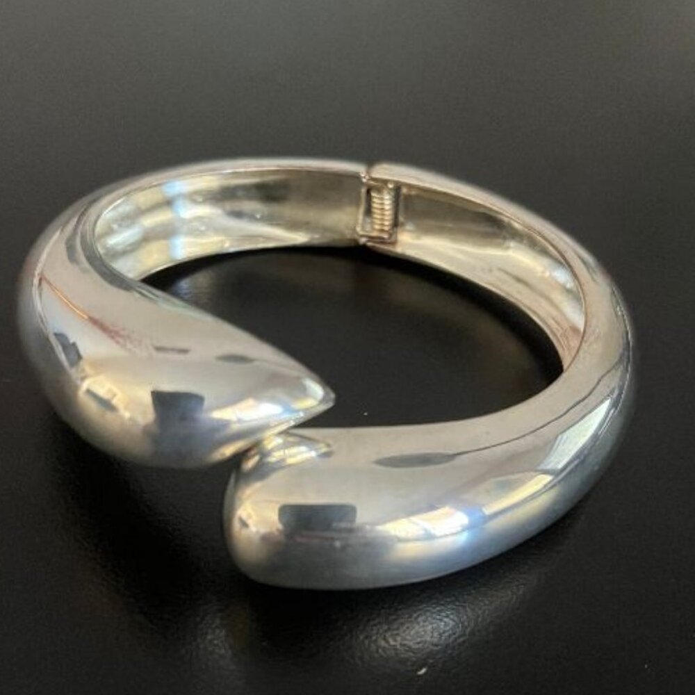 Substantial Silver Hinged Bangle Bracelet - image 1